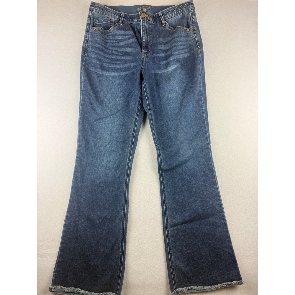 Wit & Wisdom Ab-solution Flare Jeans Dark Indigo Raw Hem L2266X1JQ Womens 14